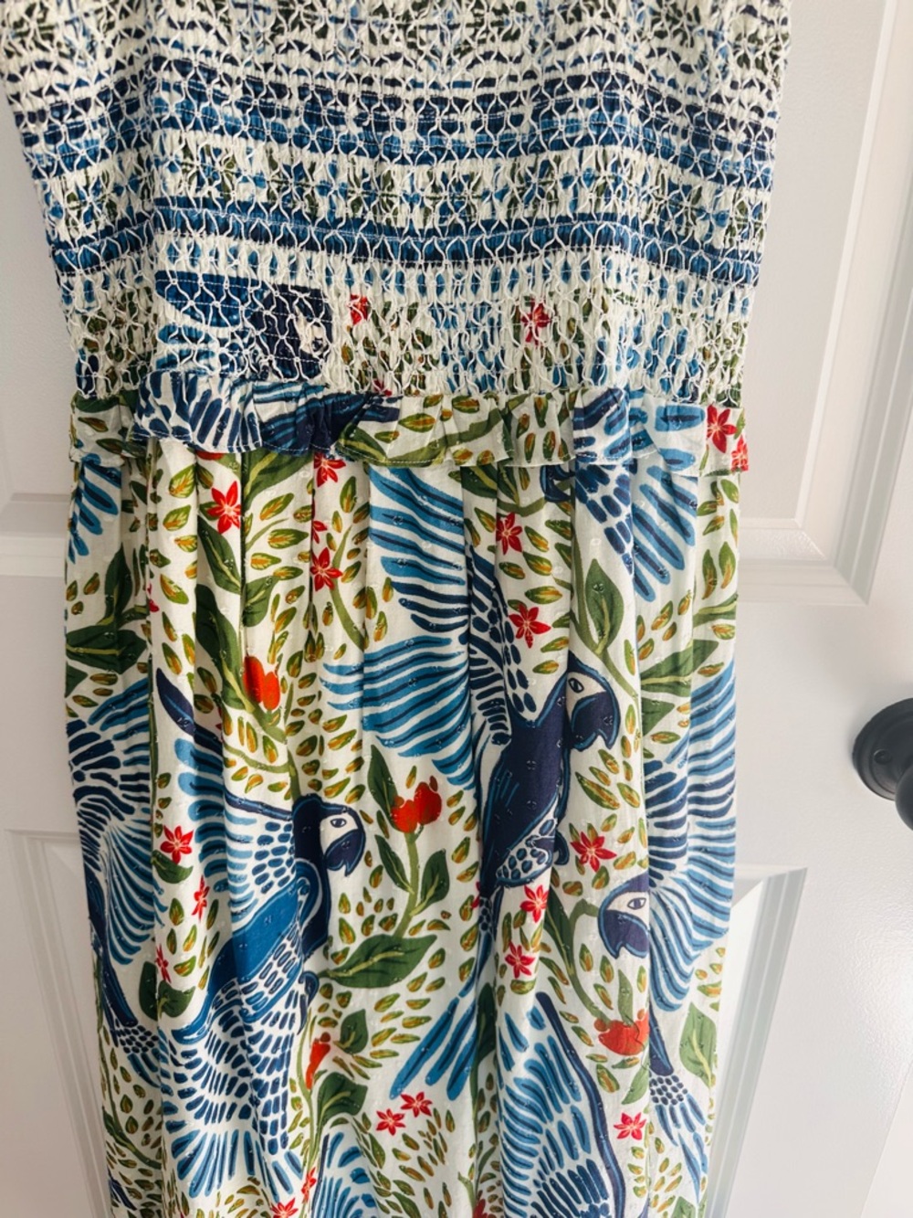 FARM Rio Blue & Green Bird Print Tie-Strap Maxi Dress - Picture 2 of 3